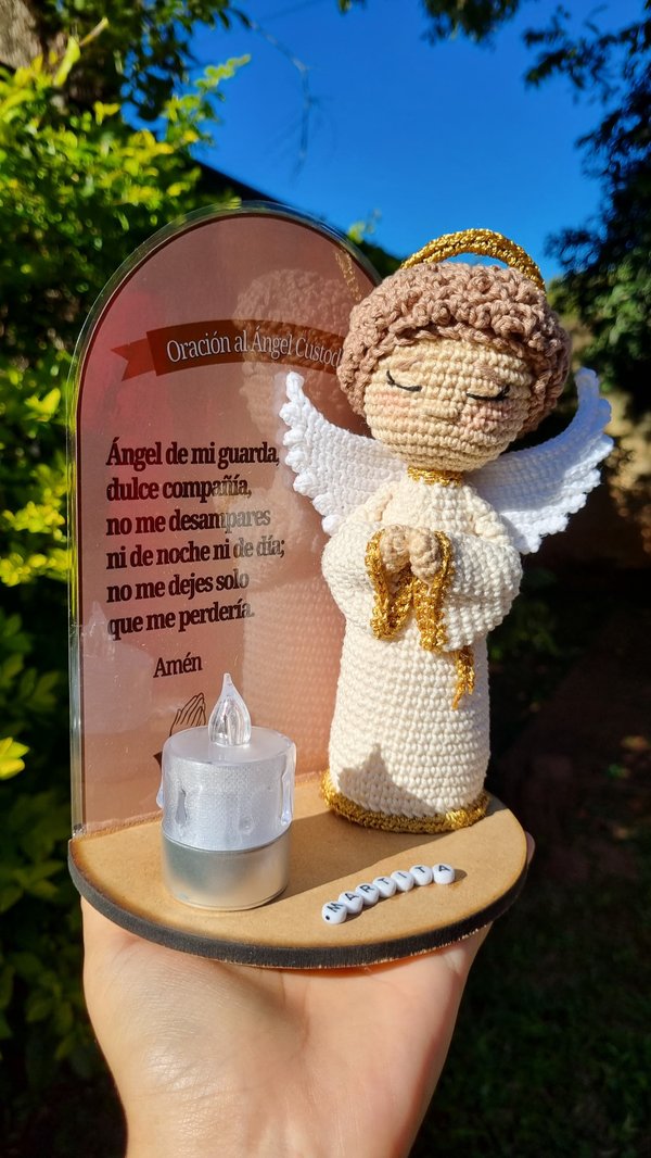 Ángel de la Guarda con Oración y Luz (Personalizado)