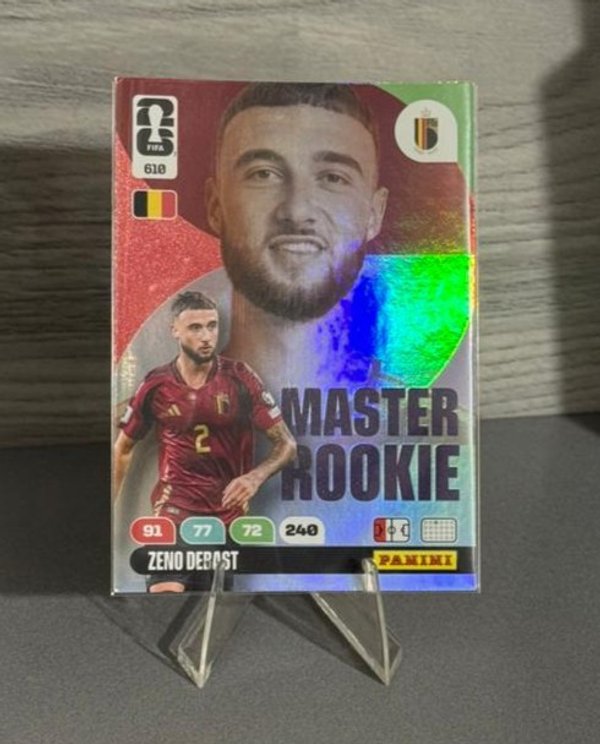 Zeno Debast Bélgica Master Rookie #610 – Mundial Fútbol 2026 – Panini