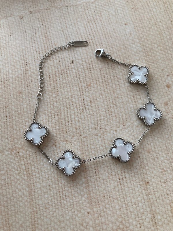 Pulsera Trebol White-Silver