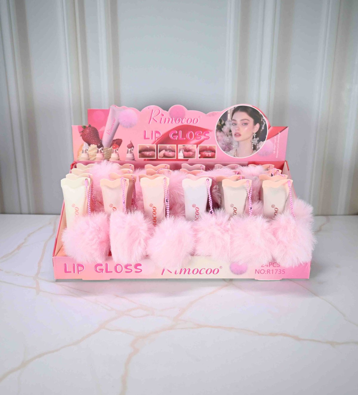 Lip Gloss con pom pom by Rimocoo -6975975017350