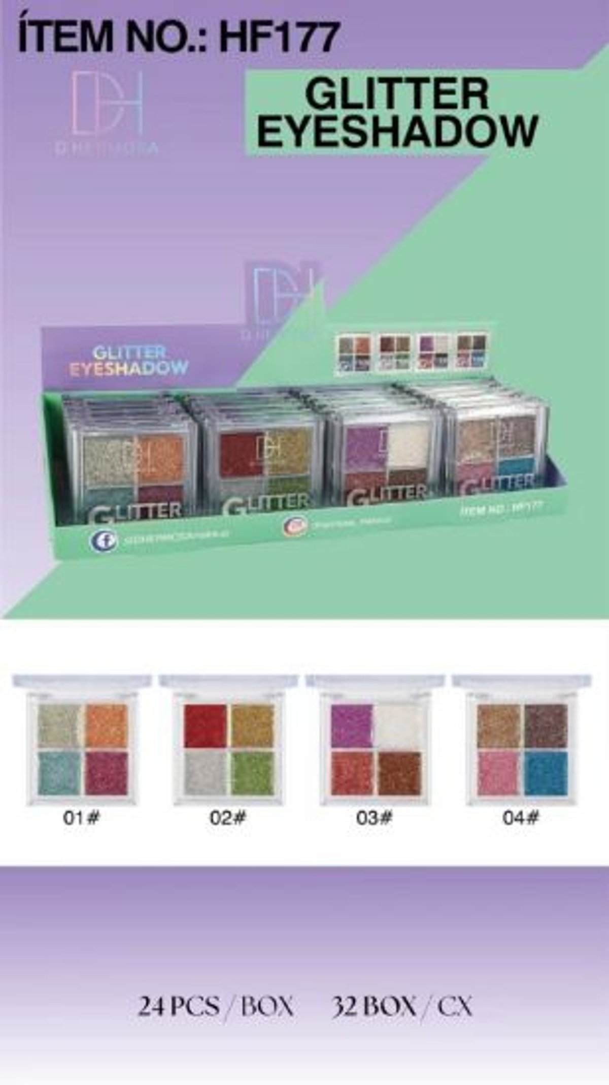 Paleta de Glitter para ojos D'hermosa-7842383013245