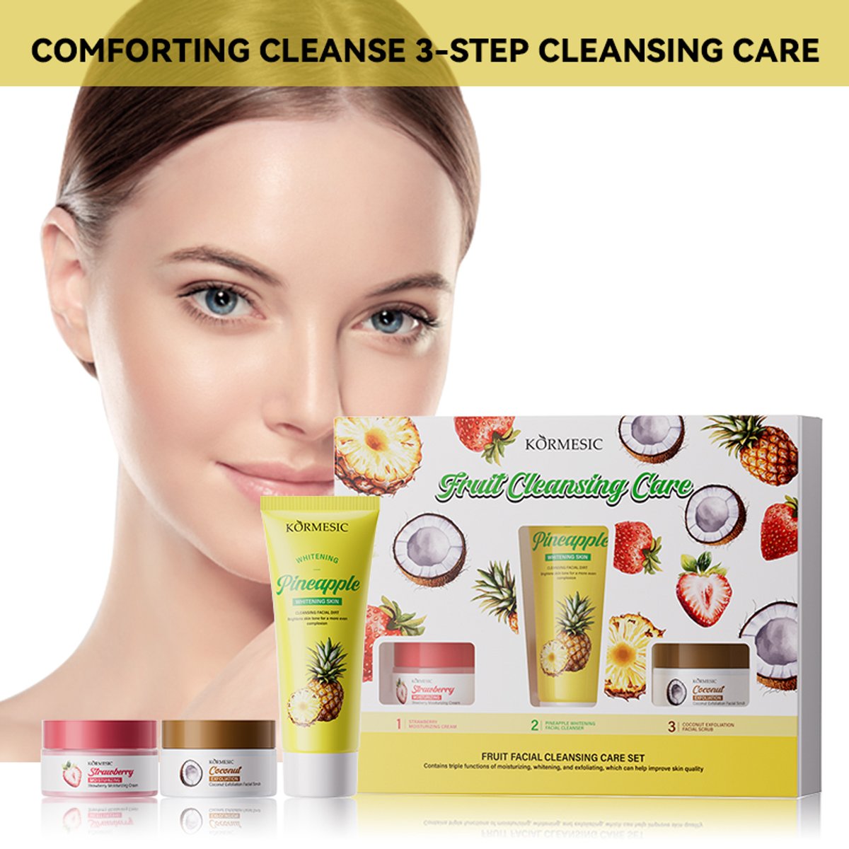 Set de cuidado limpiador facial de frutas - Kormesic