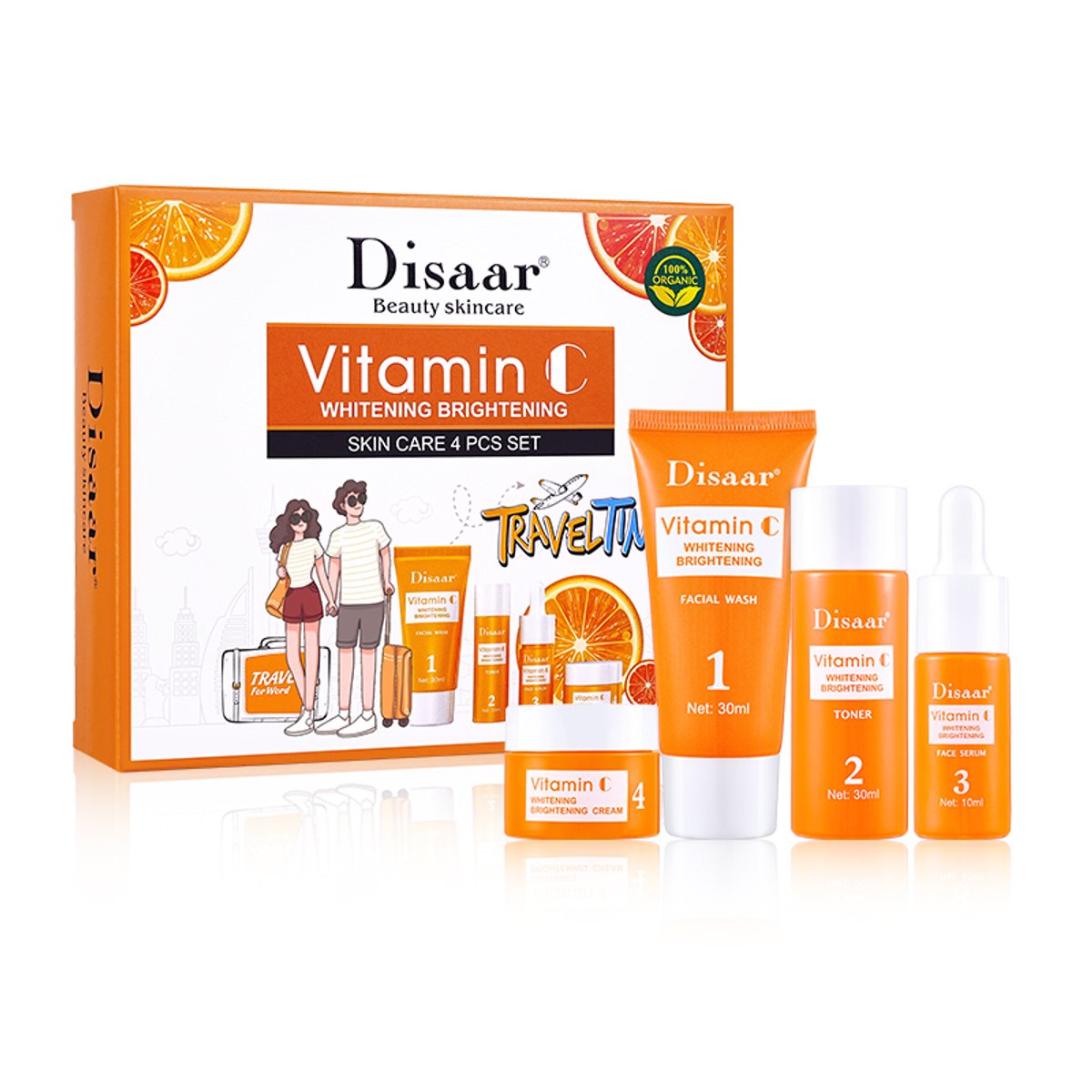 Set de cuidado facial con vitamina C de tamaño de viaje -Disaar