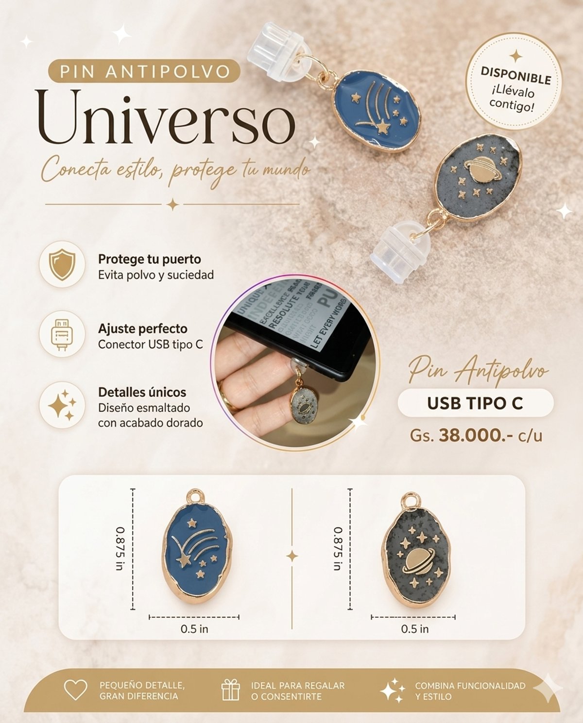 Pin Antipolvo USB-C - Estrella  - 5