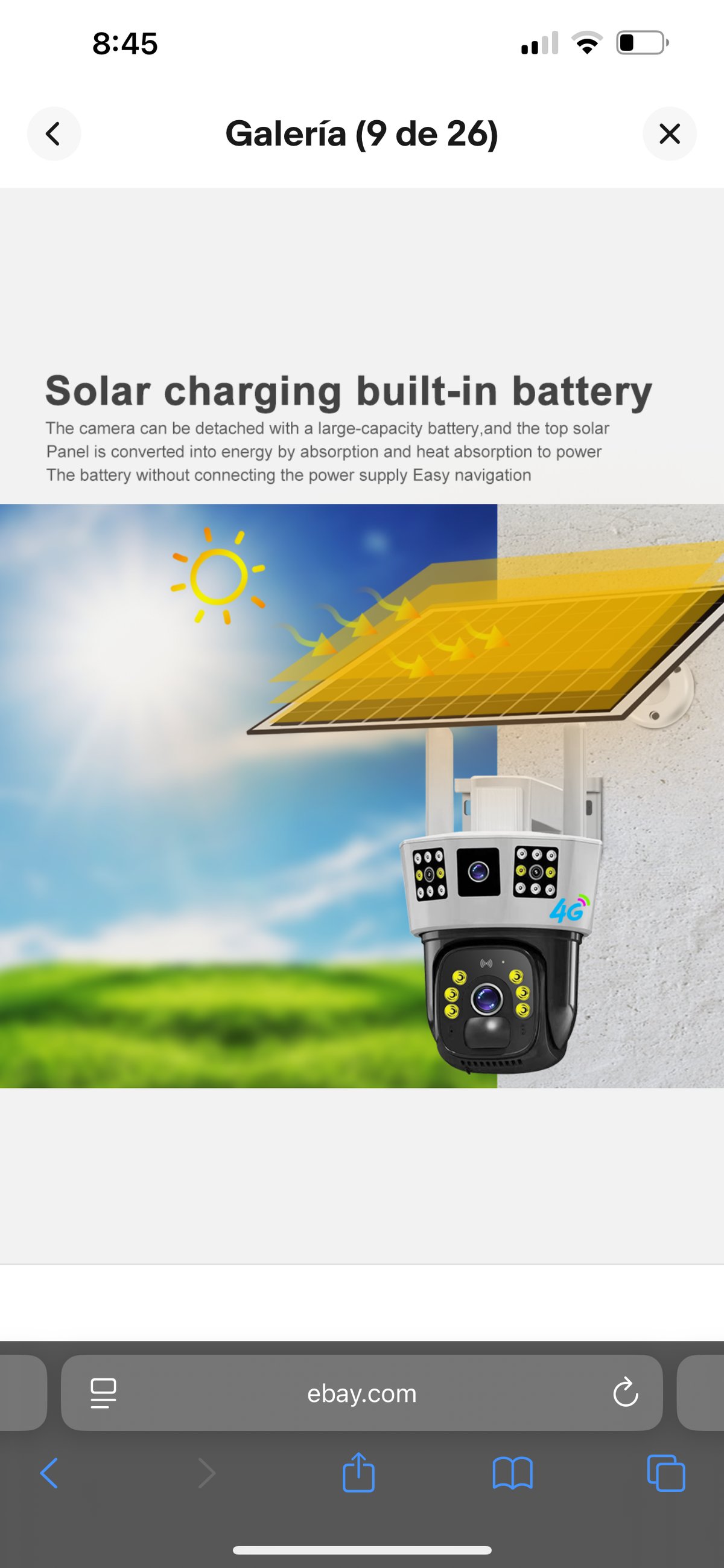 Cámara a panel solar