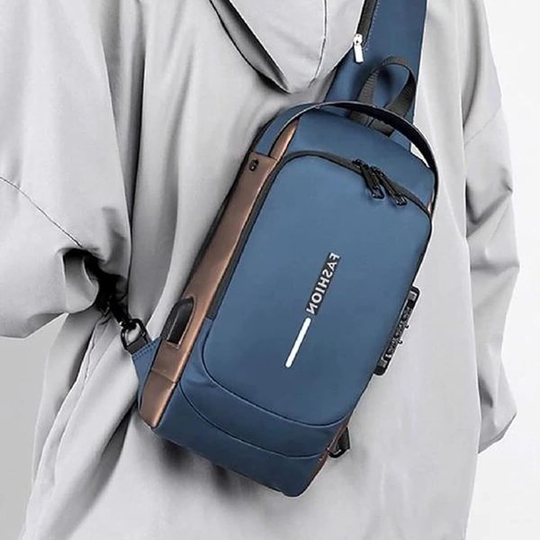 Mochila Antirrobo Con Puerto Usb Azul