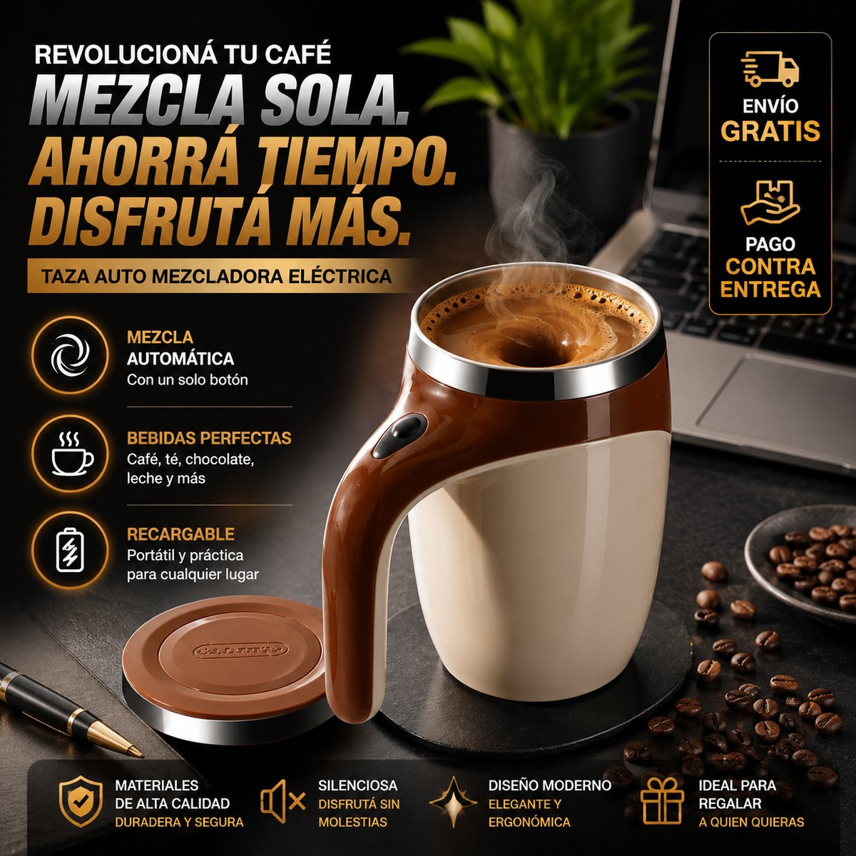 ☕ MugMix Pro™ – Taza Batidora Eléctrica Inteligente