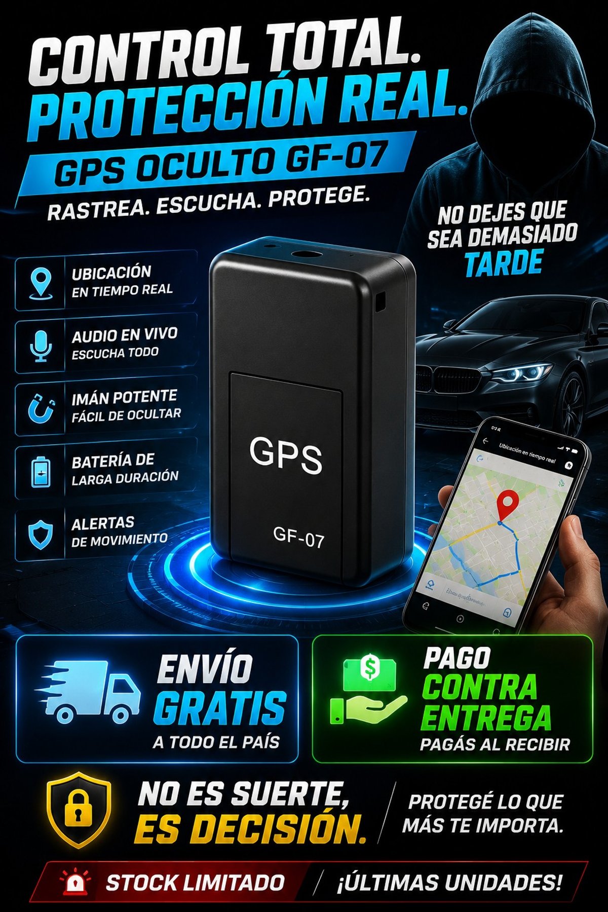 GPS Oculto GF-07 Mini Rastreador Magnético
