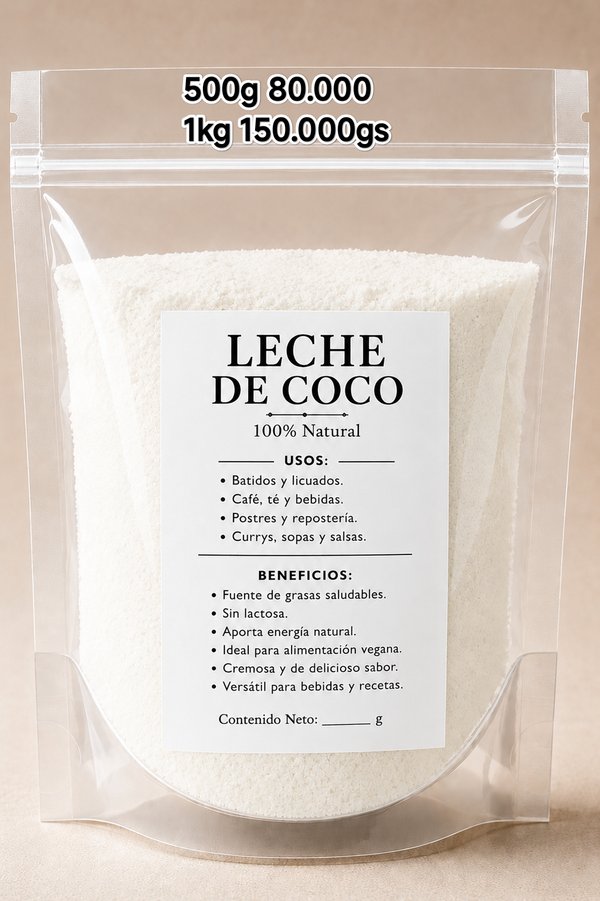 Leche de coco, en polvo