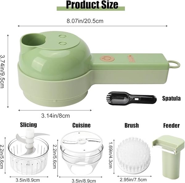 Mini triturador eléctrico con cepillo de limpieza 4 en 1