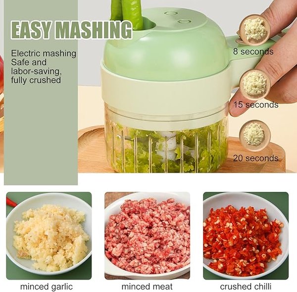 Mini triturador eléctrico con cepillo de limpieza 4 en 1