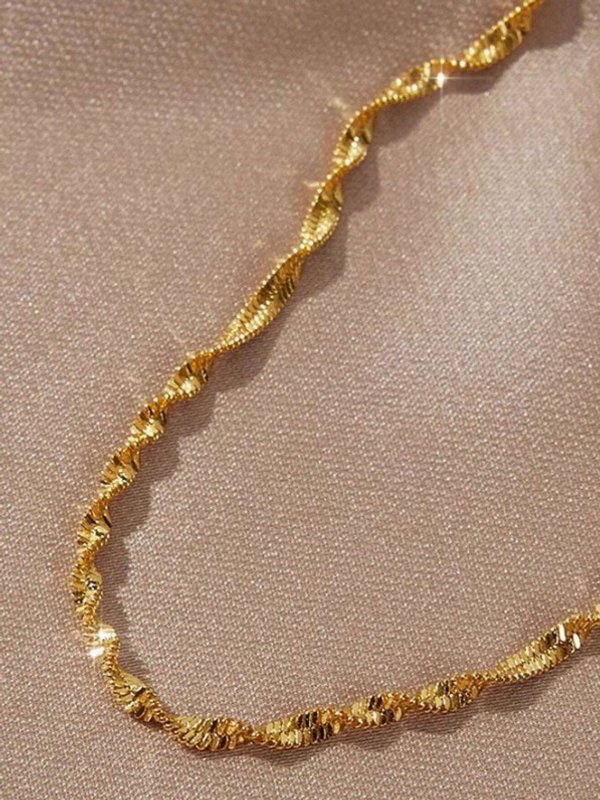 Pulsera de cadena fina de acero inoxidable chapado en oro de 18K