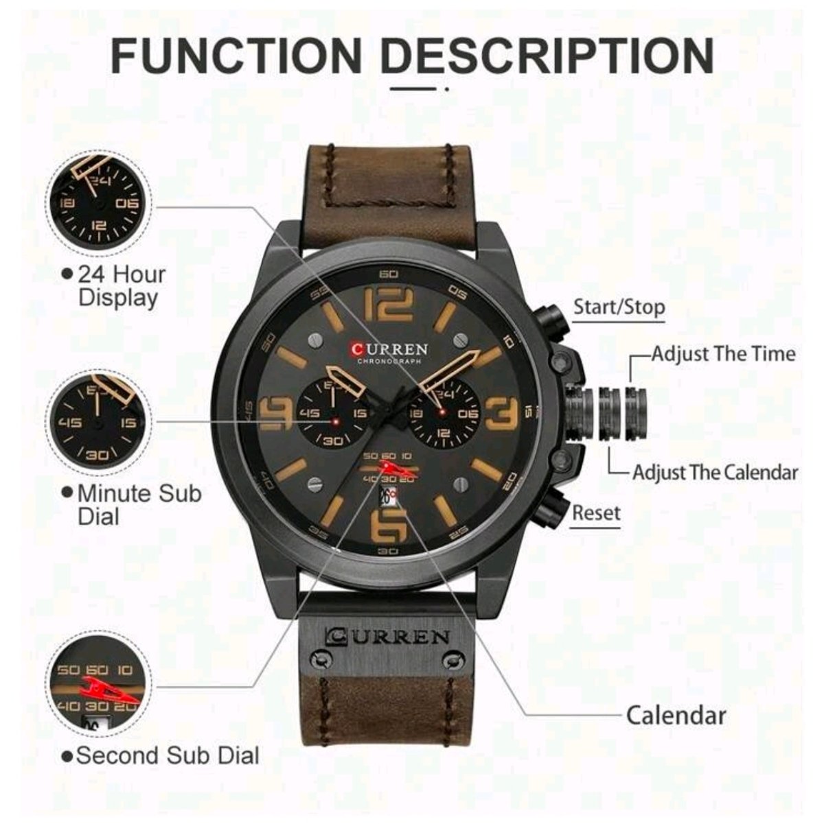 Reloj de cuarzo para hombres Curren - 3
