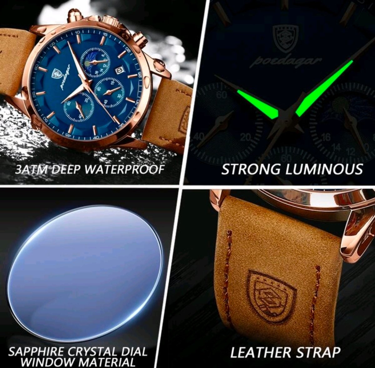 POEDAGAR Reloj elegante - 4