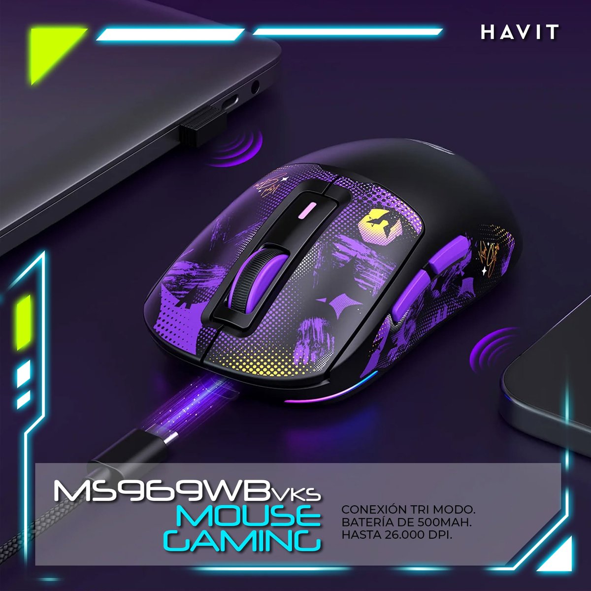 MS969WB MOUSE GAMING BT HAVIT - 2