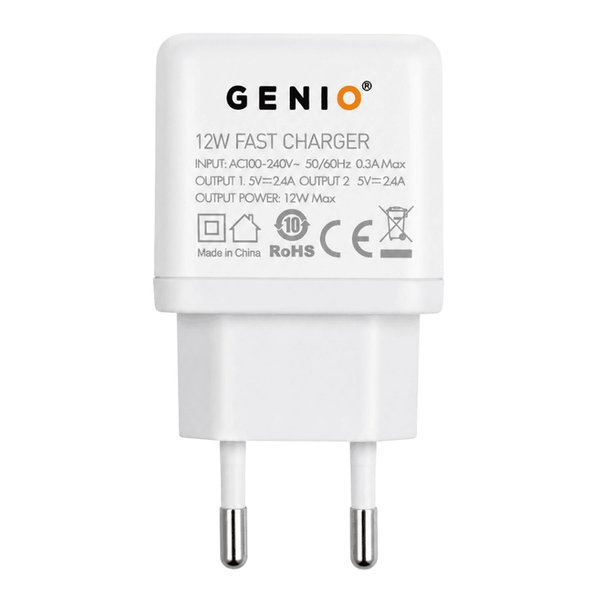 Cargador 12W USB-C, V8 y Lightning Genio A2221