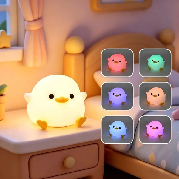 Lámpara Led De Patito De Silicona De Colores Recargable
