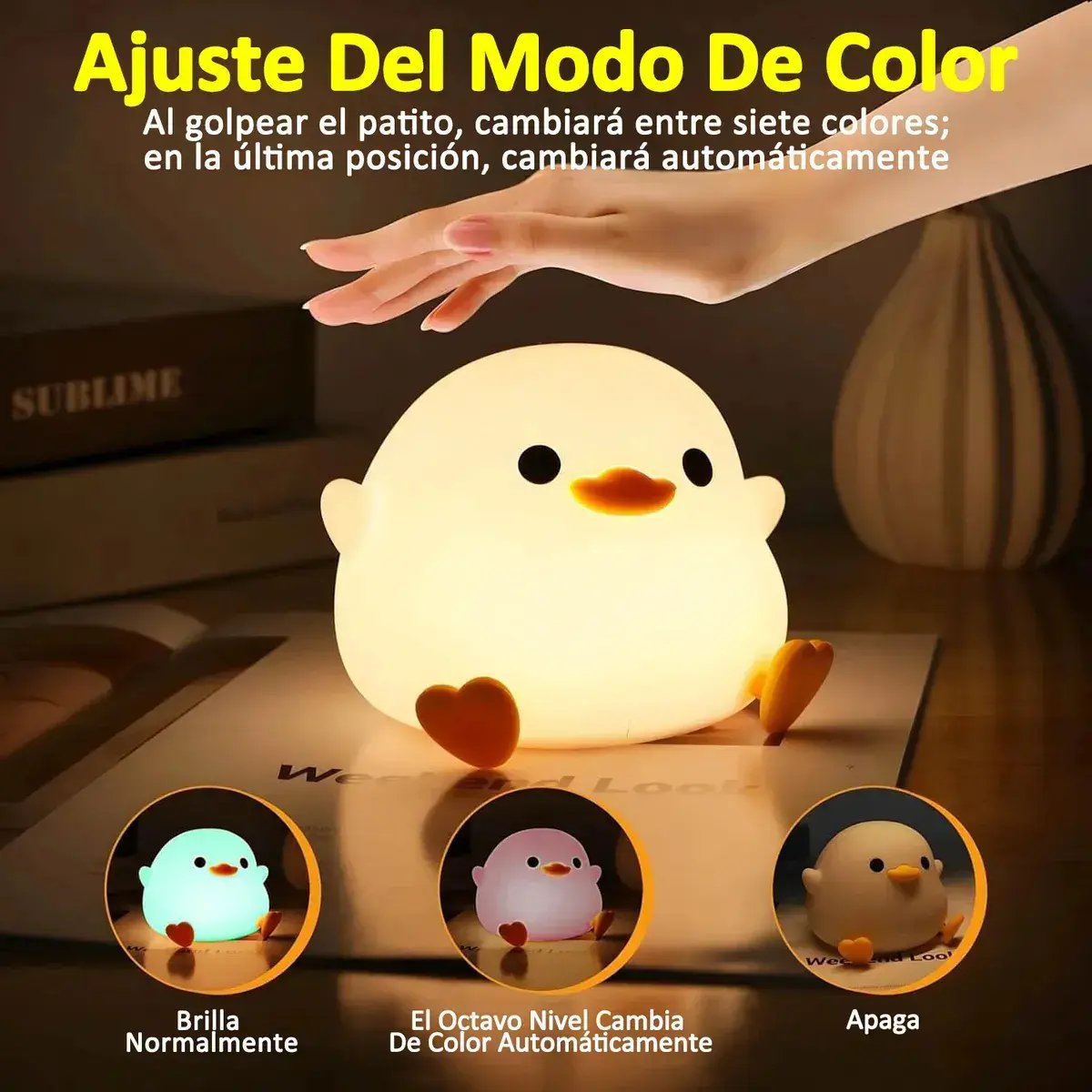 Lámpara Led De Patito De Silicona De Colores Recargable - 2