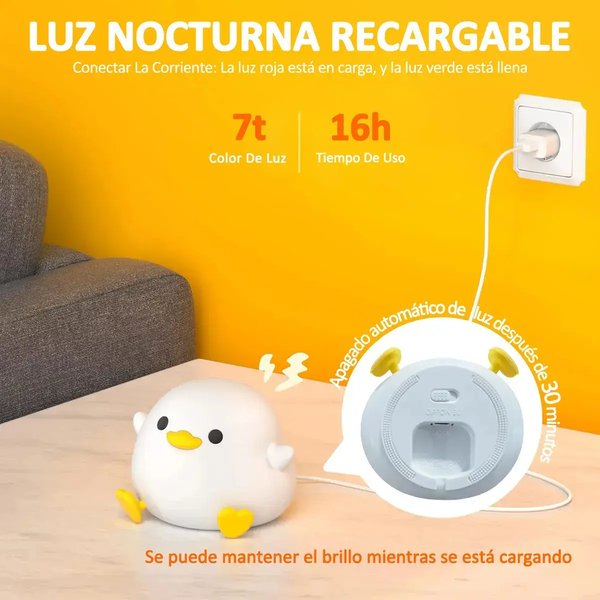 Lámpara Led De Patito De Silicona De Colores Recargable