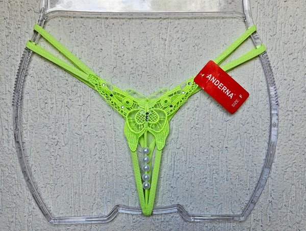 Less con perlas mariposa VERDE fluorescente