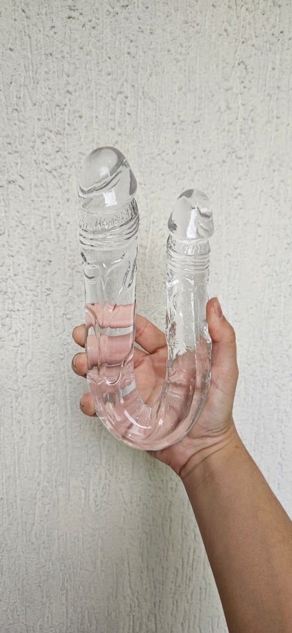 Dildo doble transparente - 37,5 x 4cm  