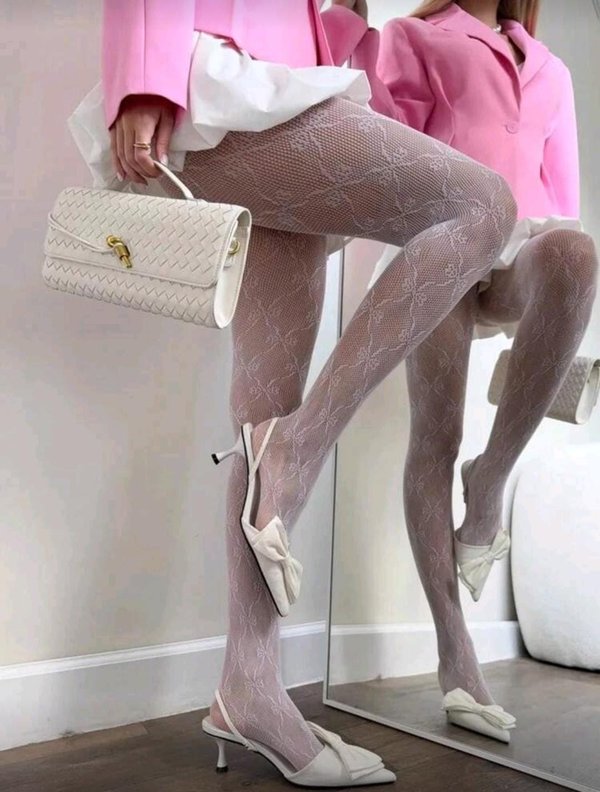 Media fina de encaje - Blanco L/XXL - Cod 5153 