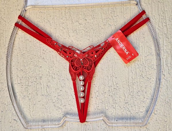 Less con perlas mariposa ROJO