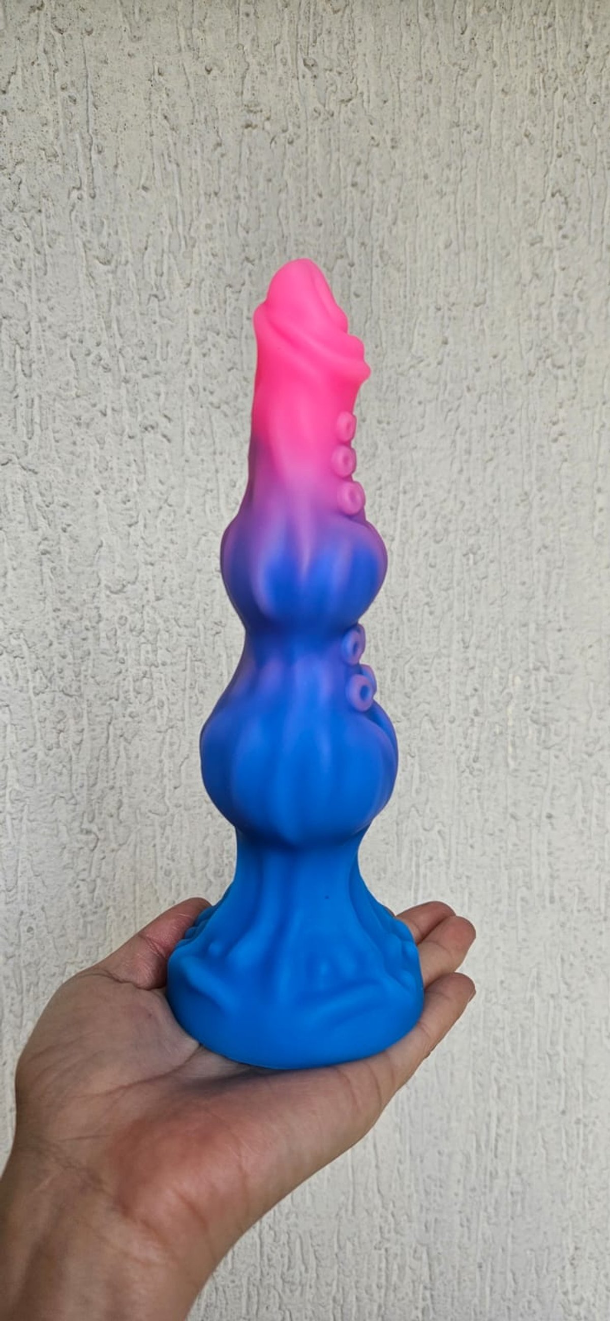 Dildo escalonado con ventosa- 20 x 5 cm - Azul con rosa  - 2