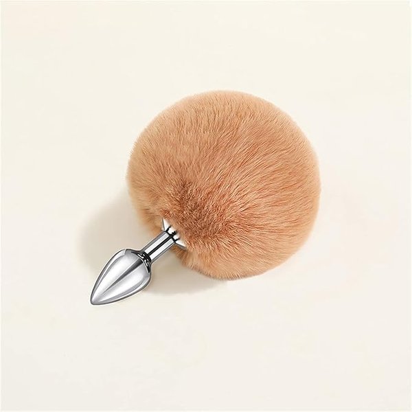 Plug Anal de Metal con Pompon MARRON Talla P  