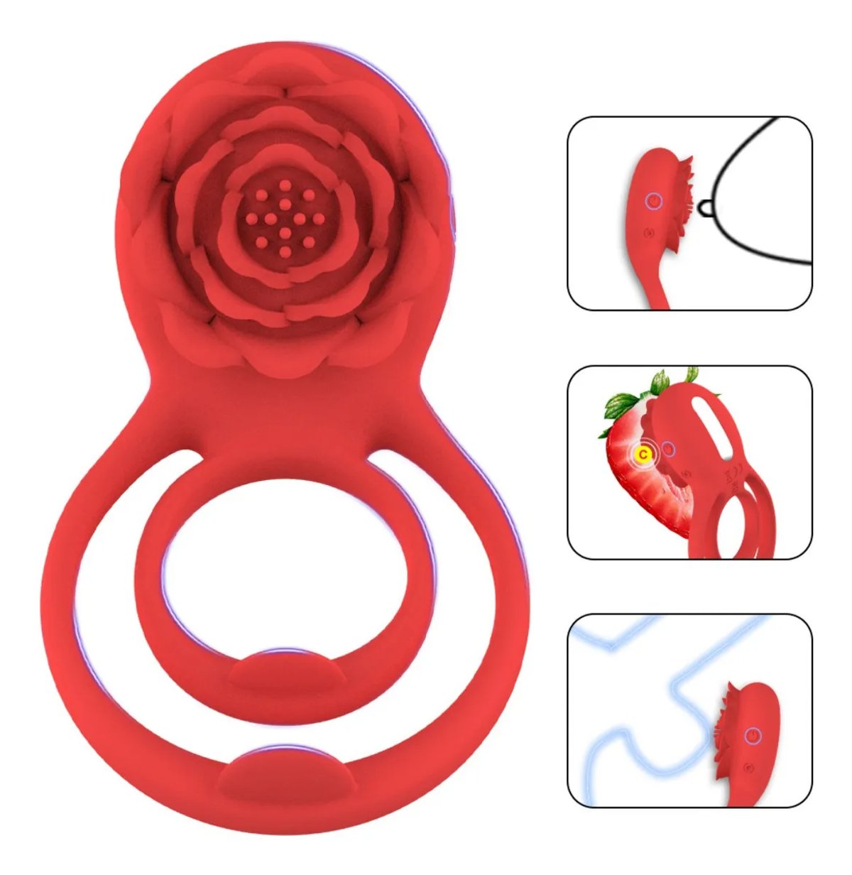 Anillo vibrador - Flor rojo  - 3
