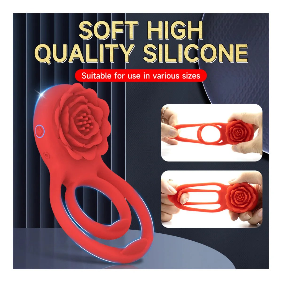 Anillo vibrador - Flor rojo  - 2