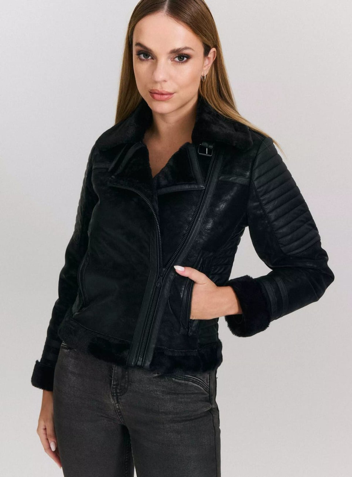 Campera Aviadora Mujer JJO Con Pelo interior Tall XL - 3