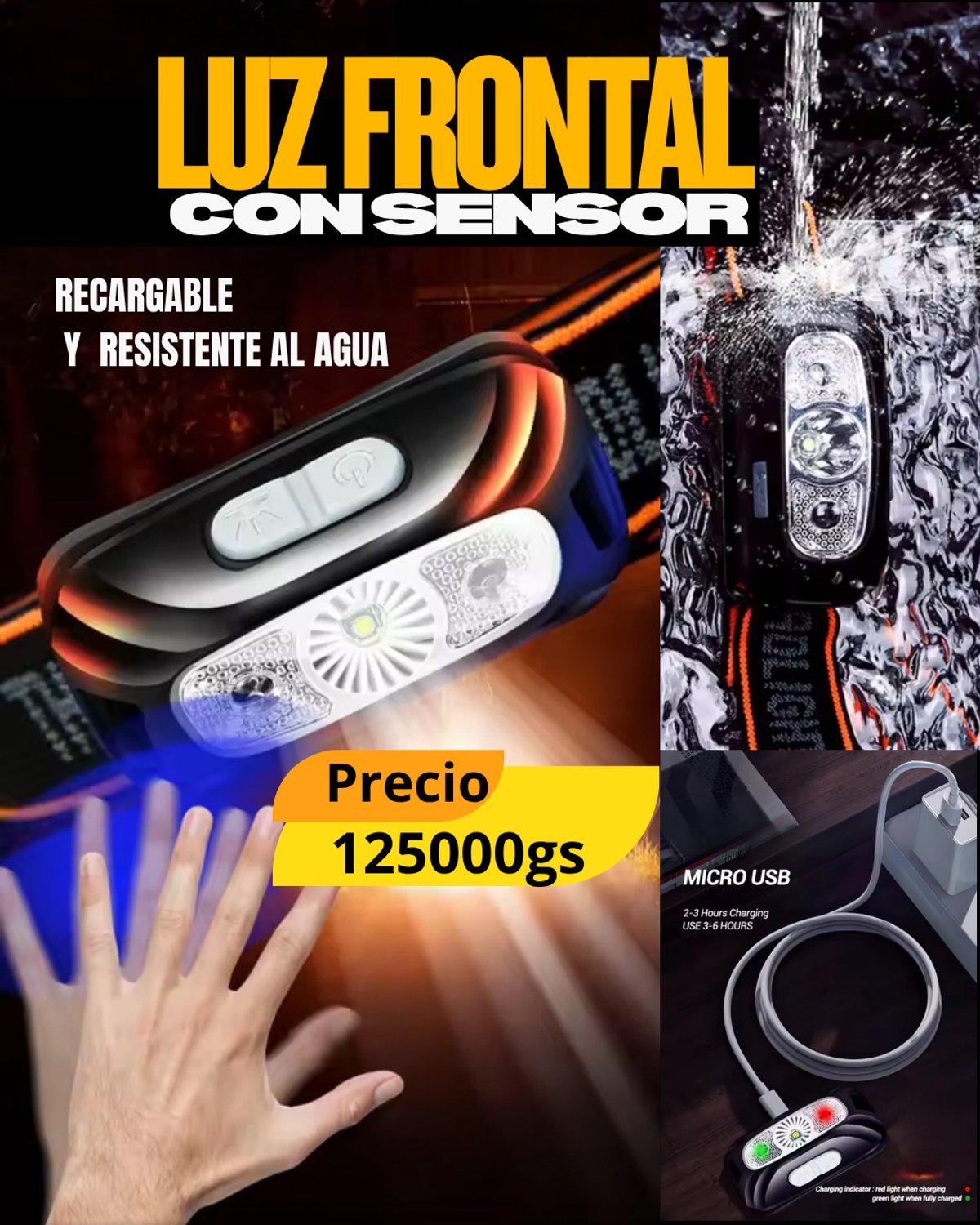 LUZ LED FONTAL RECARGABLE - 2