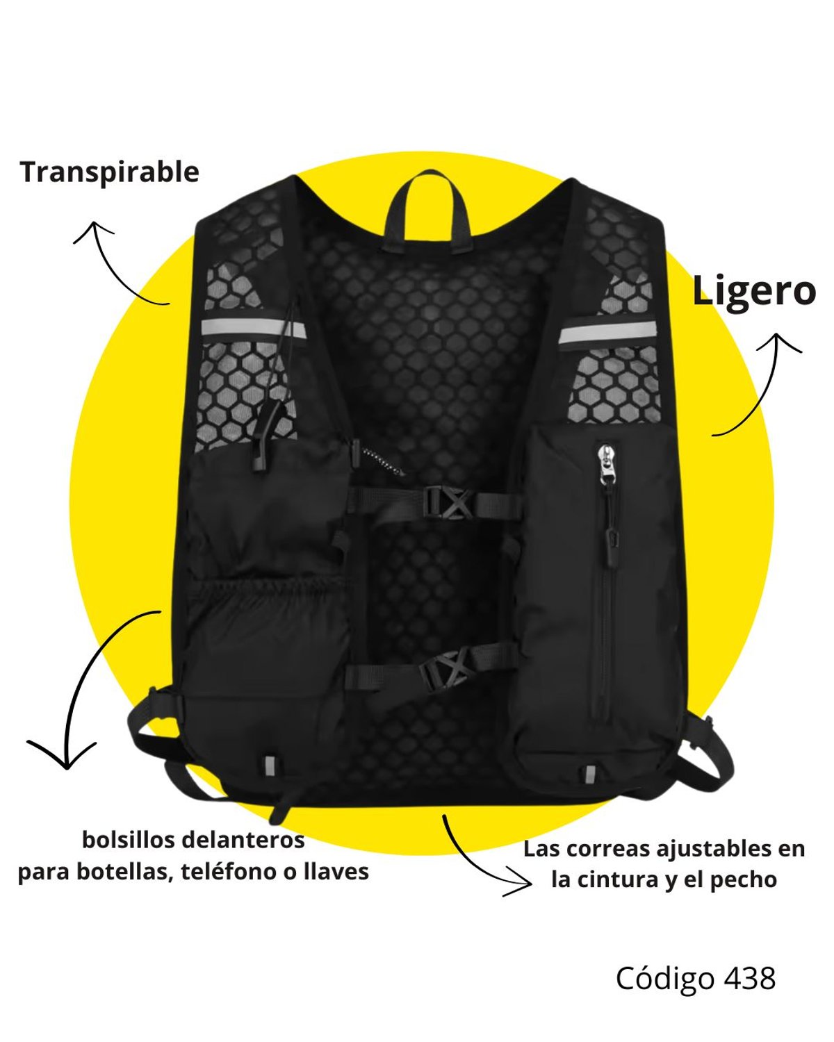 CHALECO PARA HIDRATACION NEGRO - 3