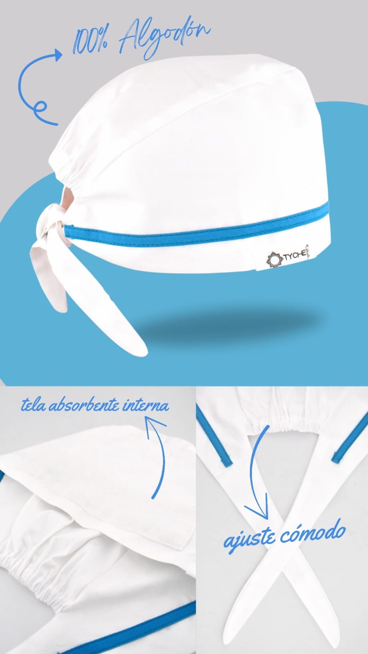 GORRITA BLANCA CON BIES TURQUESA CON CINTA - 2