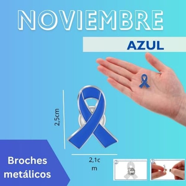 BROCHE METALIZO LAZO AZUL