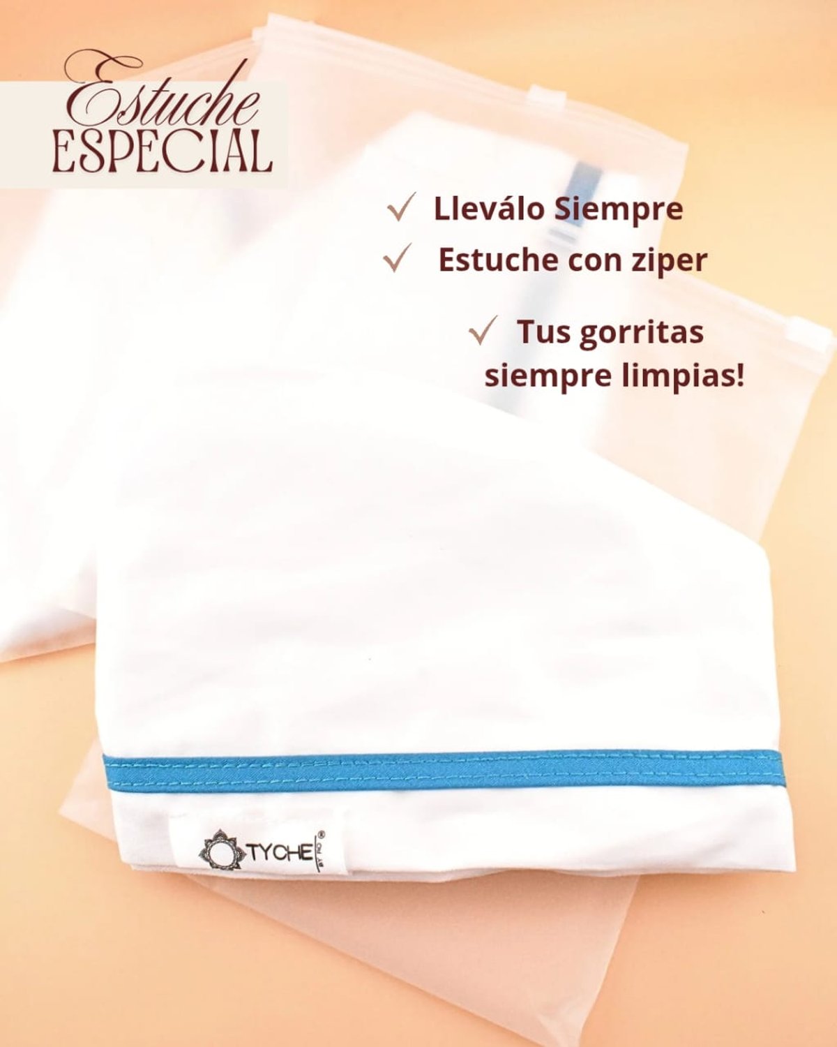GORRITA BLANCA CON BIES TURQUESA + CLIP AJUSTABLE - 3