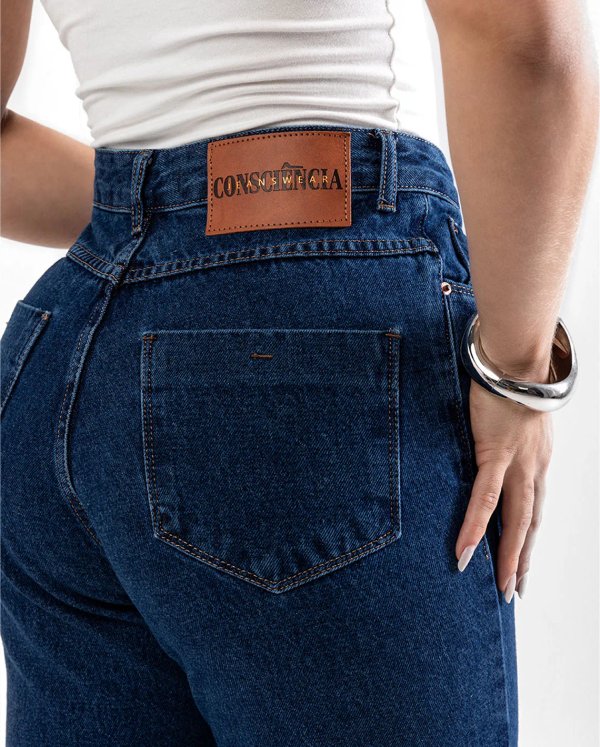 Calça jeans mom azul escura