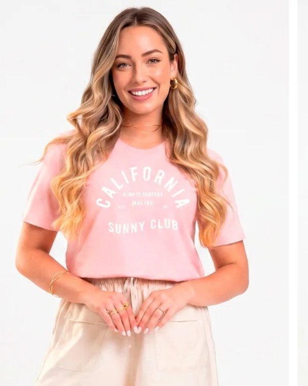 T-shirt Feminina Rosa Claro California