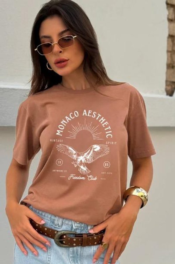 T-shirt Feminina Marrom Claro Monaco