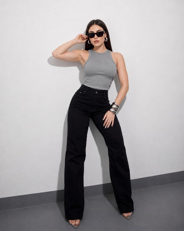 Calça Jeans Wide Leg