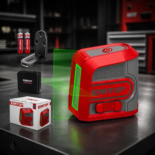 Auto nivelador laser Verde 30m. Con estuche y soporte. Emtop