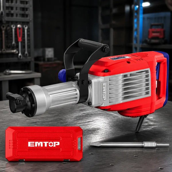 Martillete Demoledor 14Kg 1700W 50J HEX(28mm) + Acc. (M). Emtop