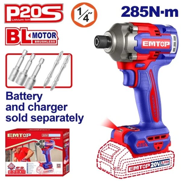 Atornillador De Impacto 1/4" (285Nm) + acc sin bateria