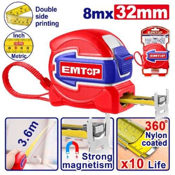 Cinta metrica Retractil Industrial 8m x 32mm
