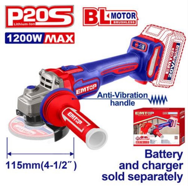 Amoladora 115mm BL 1000W 20V Sin Bateria