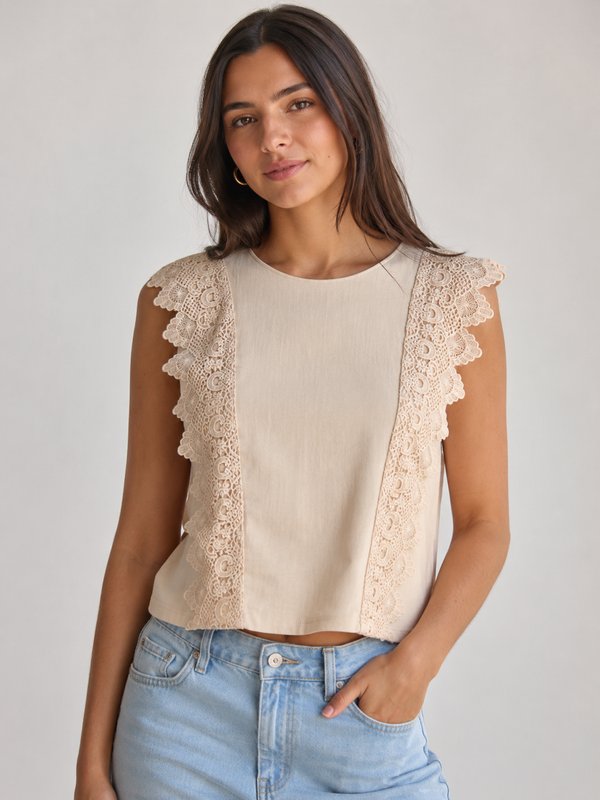 BLUSA SIN MANGA BORDADO