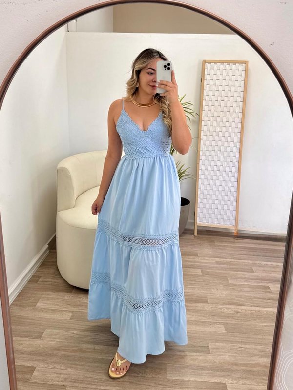 VESTIDO LARGO CON ENCAJE