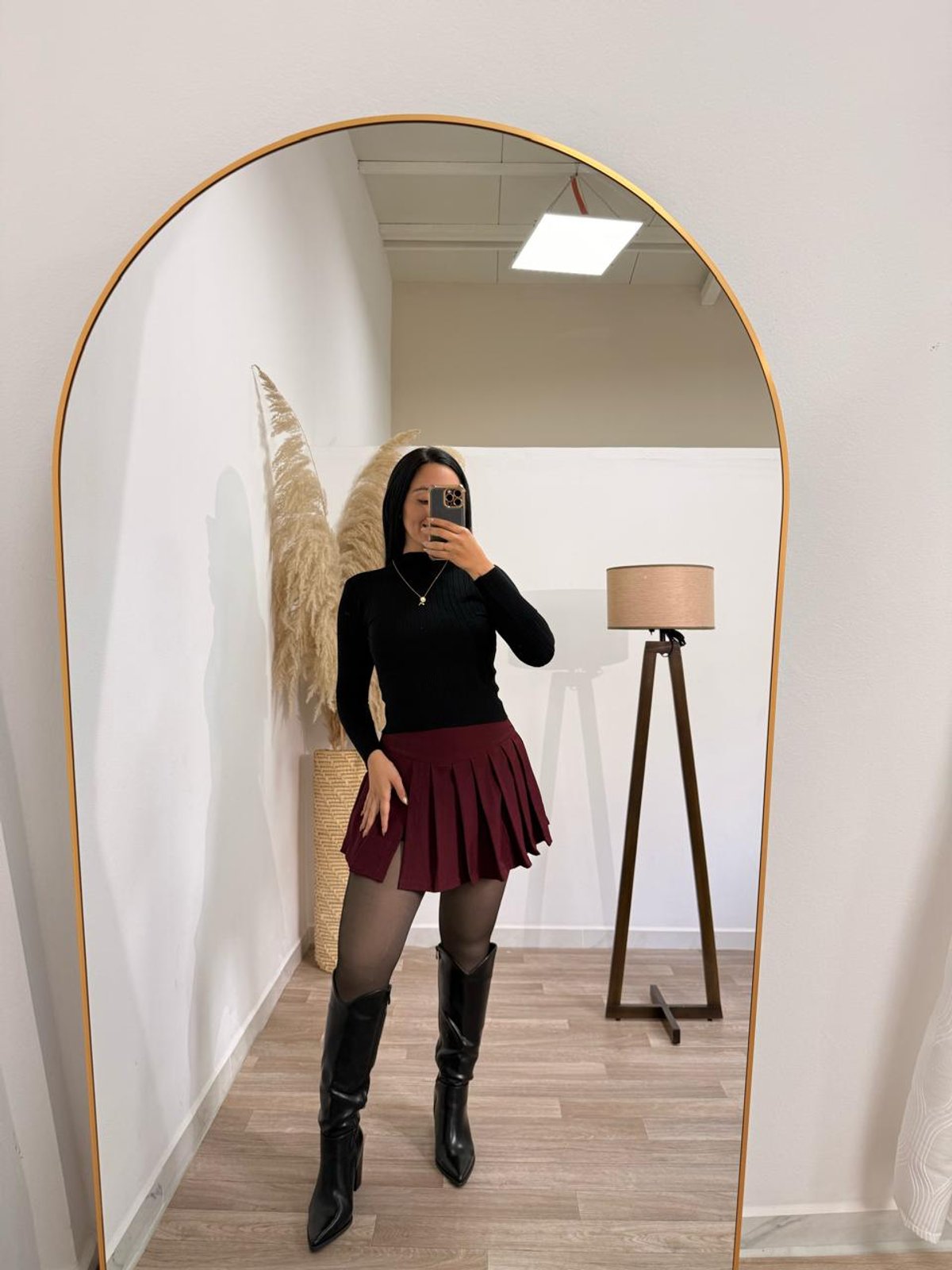 SHORT POLLERA TABLEADA CON TAJO  - 2