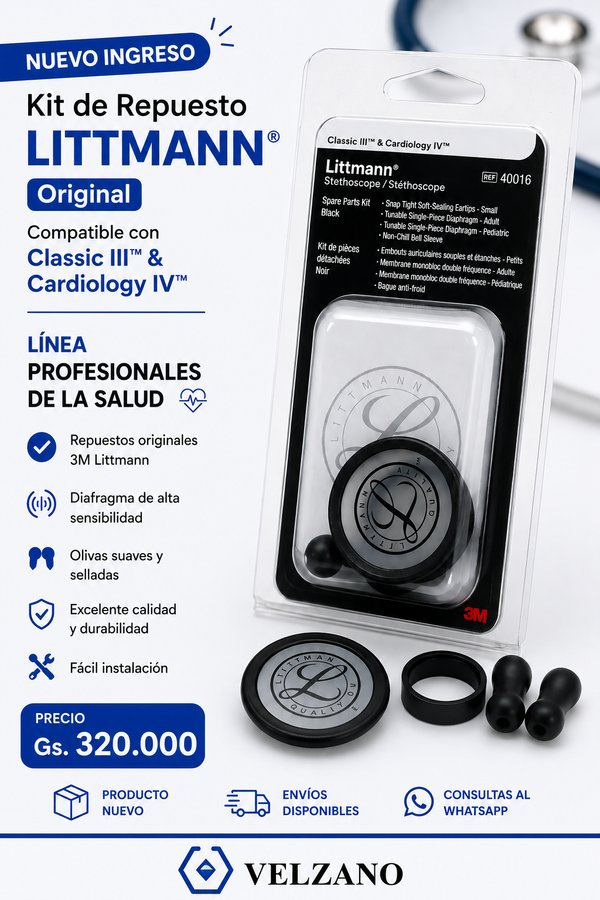 3M Littmann Kit de piezas de repuesto para estetoscopio, negro, compatible con Classic III™, Cardiology IV